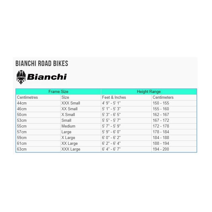 Bianchi xr3 size chart new arrivals